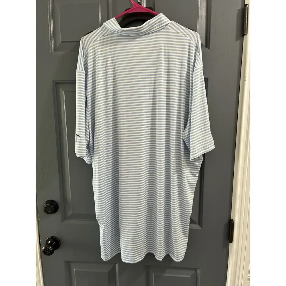 RLX Ralph Lauren Polo Shirt Men’s XXL Golf Performance Striped Blue *Logo AJGA